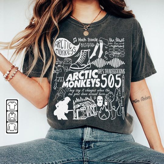 Discover Arctic Monkeys UK Tour T-Shirt, Arctic Monkeys Band Album Lyrics Vintage Retro Concert Merch