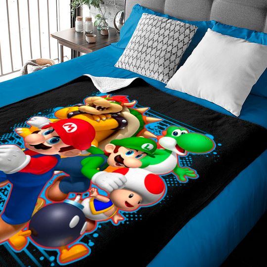 Discover Super Mario Luigi Bowser Spray Baby Blankets, Super Mario Group Baby Blankets, Mario And Friend Matching Baby Blankets