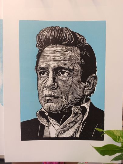 Discover Johnny Cash A3 linoprint