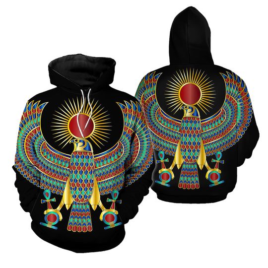 Discover 3D Printed Egyptian Sun God Horus Clothes Hoodie