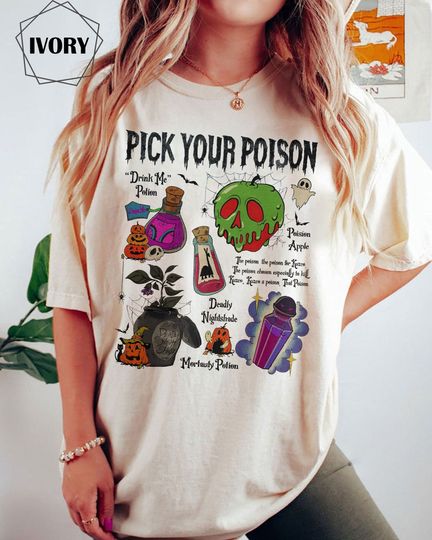 Discover Vintage Pick Your Poison Disney Halloween Shirt, Retro Disney Villains Poison Halloween shirt, Family Halloween Shirt