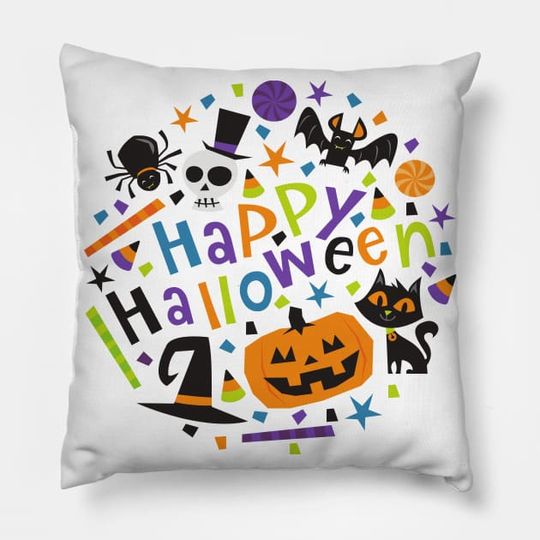 Discover Happy Halloween: Bat-tastic Fun with Pumpkins Happy Halloween - Coussin