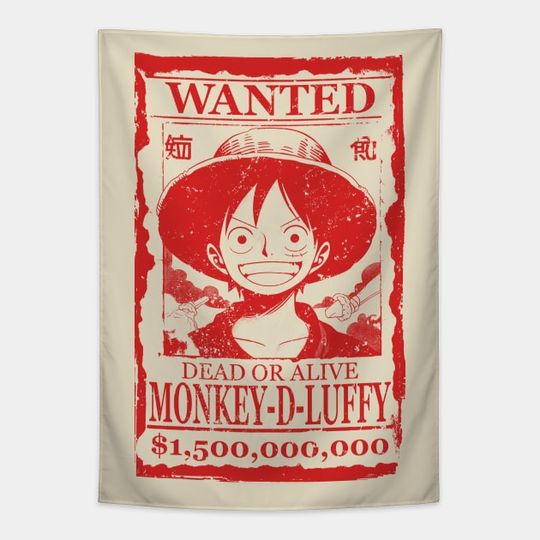 Discover One Piece Luffy Wanted Poster - Luffy One Piece - Tapisseries