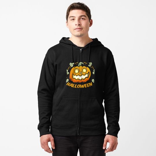 Discover Spooky Pumpkin Horror Hoodies Zippé