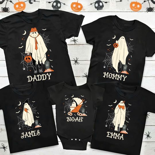 Discover Personalized Matching Family Halloween Shirt, Halloween Family Shirt, Halloween Ghost Family Shirt, Family Halloween Costume Gift