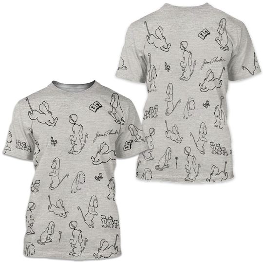 Discover Camiseta vintage James Thurber AOP