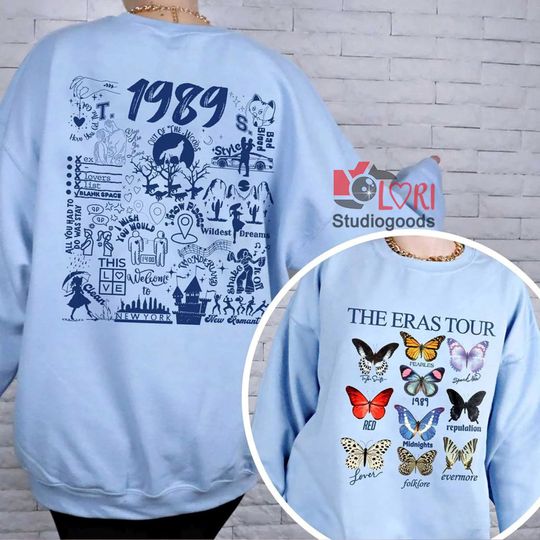 Discover Vintage TS Eras Tour 1989 양면 스웨트 셔츠