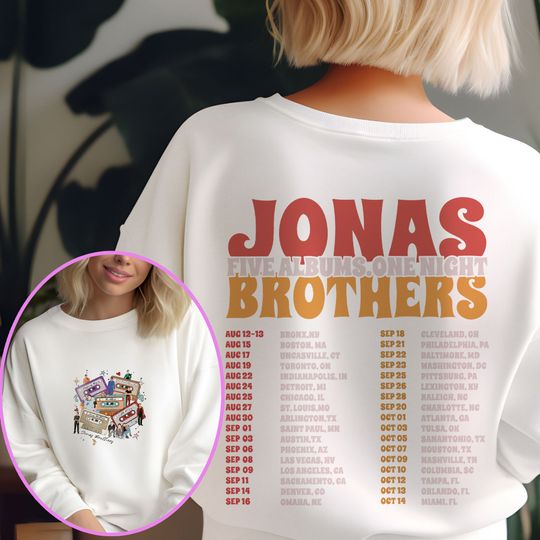 Discover Jonas Brothers 양면 스웨트셔츠