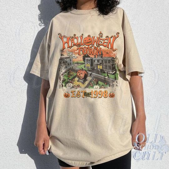 Discover Vintage Halloweentown Est 1998 티셔츠, 빈티지 할로윈 그래픽 셔츠