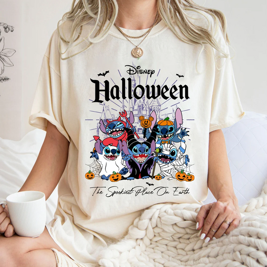 Discover Disney Stitch Halloween Shirt, Stitch Retro Halloween Family Shirt