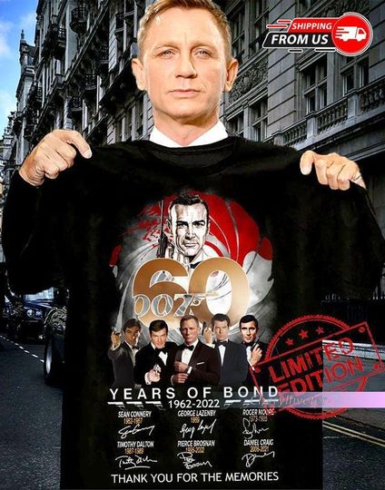 Discover Camiseta 60 anos de Bond 1962 2022 Obrigado, camisa James Bond, camisa James Bond