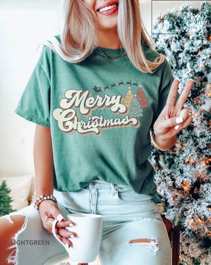 Discover 레트로 크리스마스 티셔츠, 산타 셔츠, 크리스마스 티셔츠, 귀여운 크리스마스 티셔츠