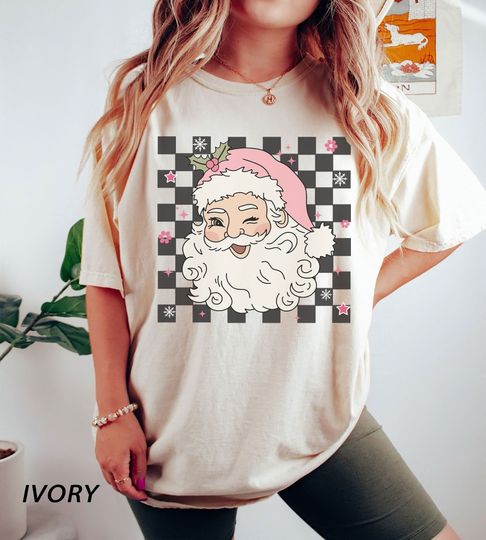 Discover 복고풍 산타 티셔츠, 산타 티셔츠, 휴일 의류, 컴포트 색상