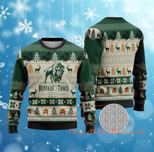 Discover Buffalo Trace All Over Print 3D 어글리 스웨터 - 맥주 애호가를 위한 크리스마스 스웨터