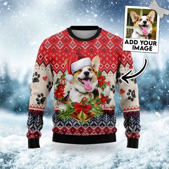 Discover 강아지 프린트가 있는 어글리 크리스마스 스웨터, 크리스마스 어글리 스웨터