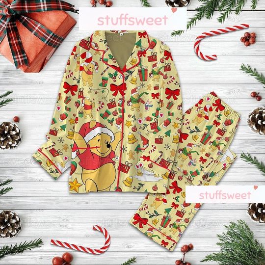 Discover Christmas Winnie The Pooh Pajamas Set, Pooh Bear Pajamas, Disney Pooh Pajamas, Pooh Christmas Pajamas