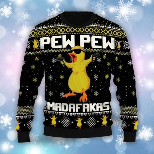 Discover Fat Duck Pew Pew 어글리 스웨터, Pew Pew어글리 스웨터,  Fat Duck 크리스마스 어글리 스웨터