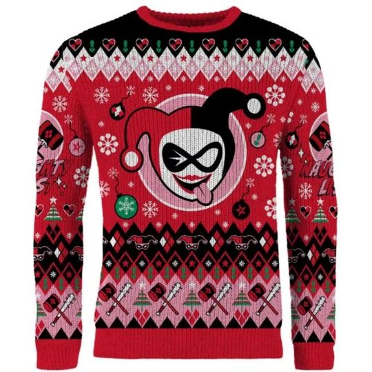 Discover 할리 퀸 크리스마스 푸딘! 크리스마스 스웨터 커스텀 못생긴 스웨터, 크리스마스 어글리 스웨터 2023, 어글리 크리스마스 스웨터