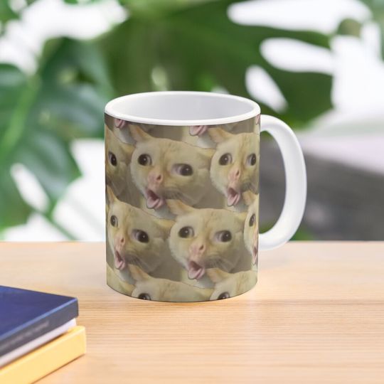 Discover Cat Coughing Like A Kid Meme Pattern Coffee Mug