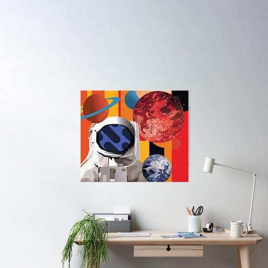 Discover 우주비행사 복고풍 우주 포스터