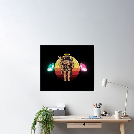 Discover 나비와 함께 복고풍 우주 비행사 포스터