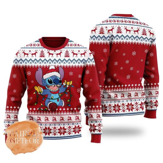 Discover 크리스마스 스티치 크리스마스 셔츠, 디즈니 스티치 스웨터, 어글리 크리스마스 스웨터