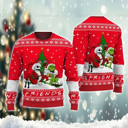 Discover 그린치와 잭 스켈링턴 못생긴 스웨터, 그린치 크리스마스 스웨터