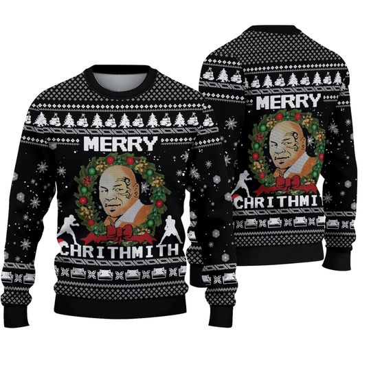 Discover 마이크 타이슨 메리 크리스마스 어글리 스웨터, 복싱 애호가 못생긴 크리스마스 스웨터