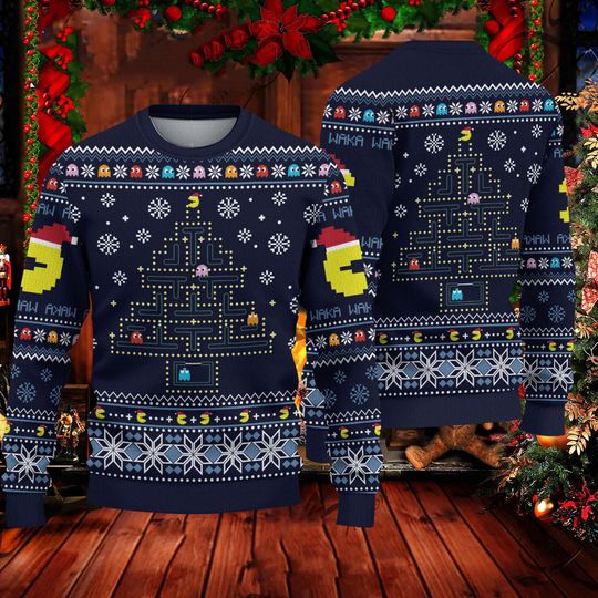 Discover 8비트 고스트 게임 어글리 크리스마스 2023 스웨터, 고스트 게임 팬 메리 크리스마스 어글리 스웨터