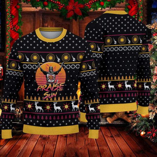 Discover 태양의 추한 크리스마스 스웨터를 찬양하는 다크 소울즈 스타워즈, 다스 베이더 어글리 스웨터 전체 프린트