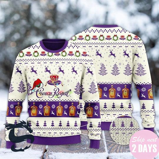 Discover 크라운 로얄 순록 눈 오는 밤 어글리 맥주 스웨터, 크리스마스 선물