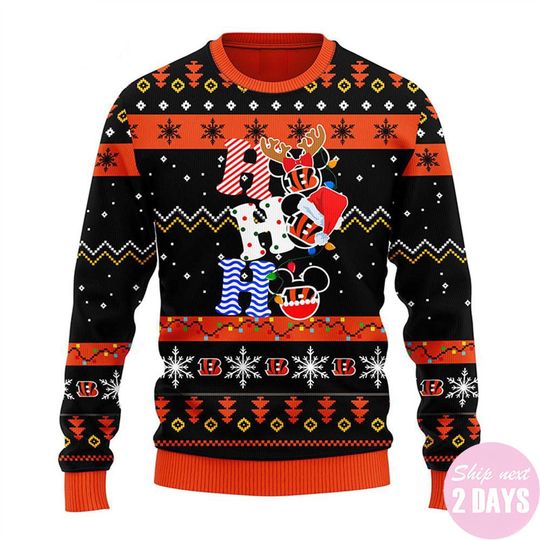 Discover 신시내티 벵갈스 호호 미키 크리스마스 어글리 스웨터