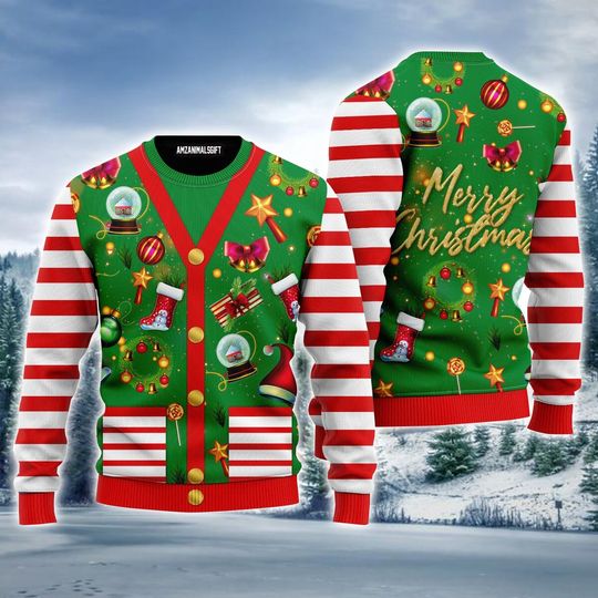 Discover 캔디 어글리 스웨터,  웃긴 크리스마스 카디건 스타일 어글리 스웨터,