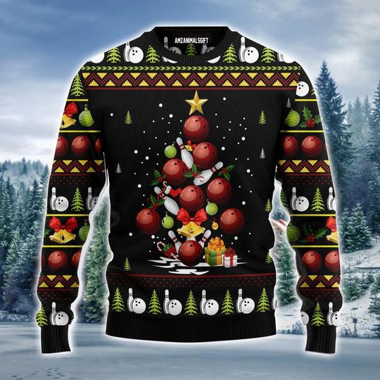 Discover 볼링 크리스마스 트리 어글리 크리스마스 스웨터, 남성 및 여성을 위한 크리스마스 선물 어글리 스웨터