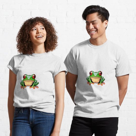 Discover 개구리 스티커 클래식 티셔츠