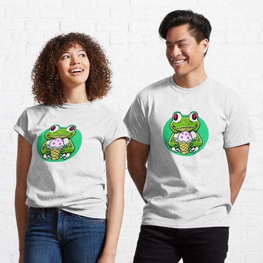 Discover 개구리는 아이스크림을 먹는다 클래식 티셔츠
