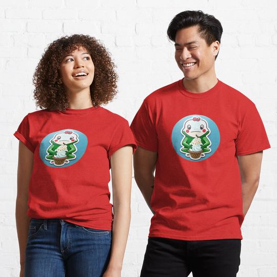 Discover 아이스크림을 들고 있는 귀여운 개구리 클래식 티셔츠