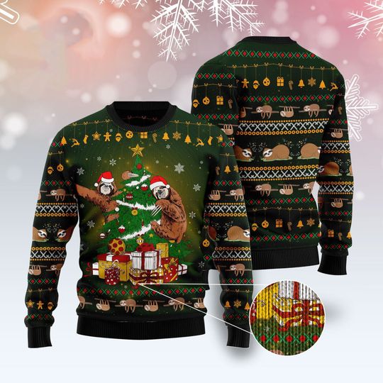 Discover 나무늘보 크리스마스 트리 못생긴 크리스마스 스웨터, 크리스마스 선물 스웨트셔츠, 어글리 스웨터