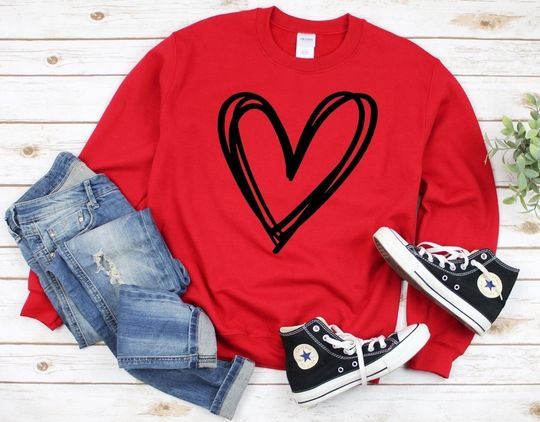 Discover Heart Sweatshirts, Valentines Day Sweatshirt, Hand Drawn Heart Sweatshirt, Kindness Sweatshirt, Valentines Day Gift Sweatshirt, Gift For Her