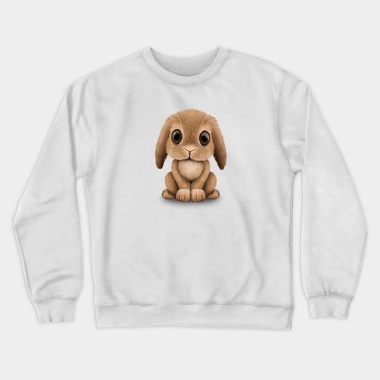 Discover 귀여운 갈색 아기 토끼 토끼 - 토끼 - 크루넥 스웨트셔츠