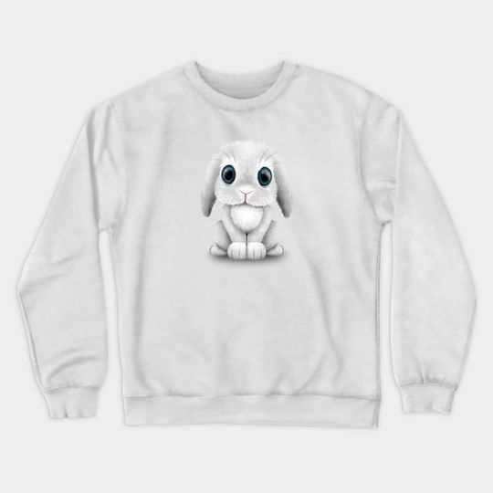 Discover 귀여운 흰색 아기 토끼 토끼 - 토끼 - 크루넥 스웨트셔츠