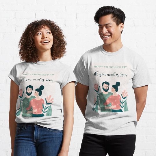 Discover 행복한 발렌타인 데이 클래식 티셔츠