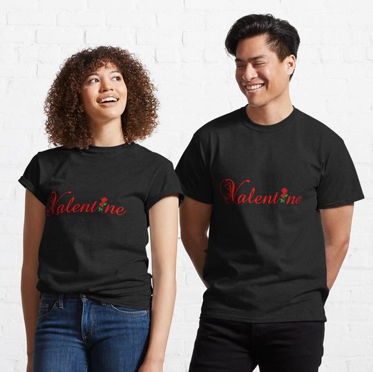 Discover 해피 발렌타인데이 로즈 클래식 티셔츠