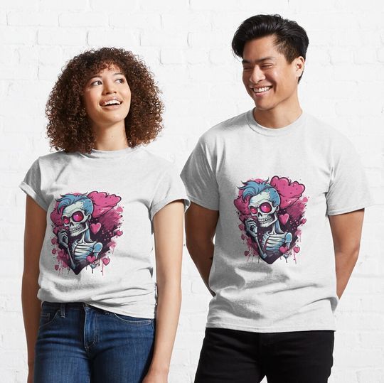 Discover 발렌타인 스켈레톤 클래식 티셔츠
