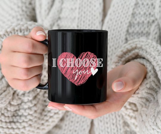 Discover Black Valentine's Day Ceramic Mug  Pink & White Hearts Mug  I Choose You Vday Gift