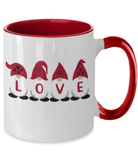 Discover Valentine's day gnome mug, Valentine Gift, valentine love two toned coffee cup, valentine's day gifts for kids, gnome gifts for women