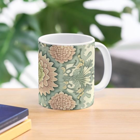 Discover 플라워 패턴 커피 머그잔