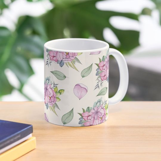 Discover 플로럴 수채화 플라워 패턴 커피 머그잔