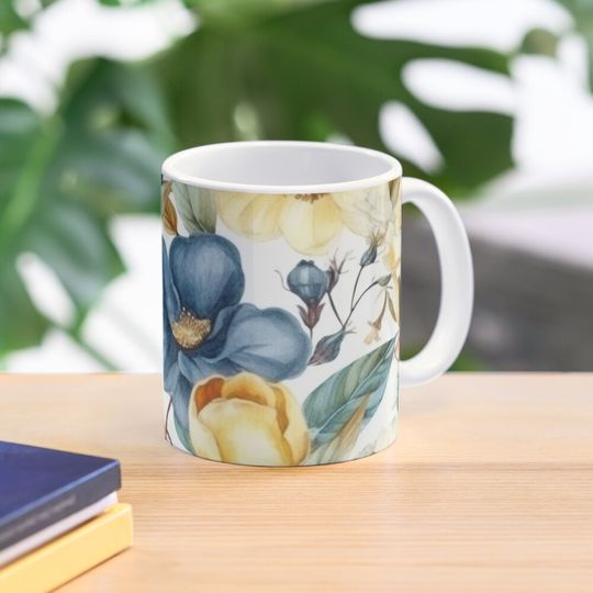 Discover 빈티지 플라워 패턴 커피 머그잔