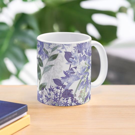 Discover 파란 꽃 커피 머그잔